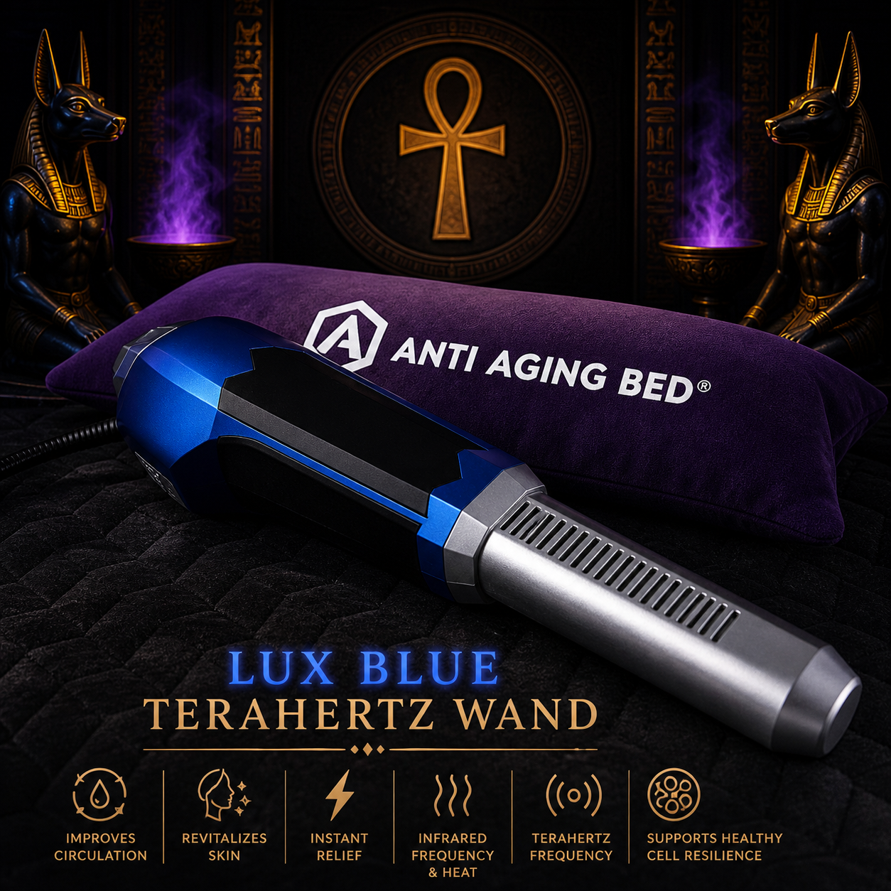 🔵⚡𓂀 Lux Blue Terahertz Wand™ – Premium Frequency Recovery Device