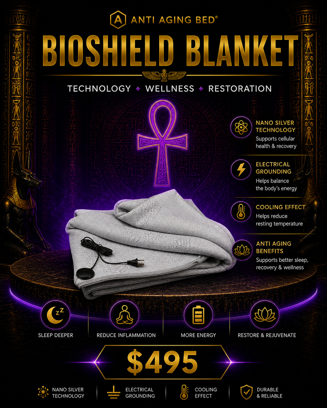 ⚡️ GROUNDING ANTI AGING BED COVER™ 𓂀𓋹