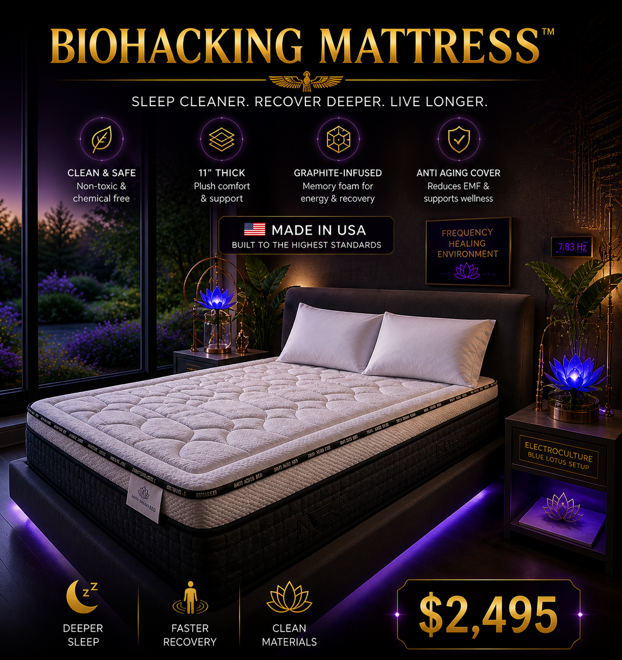 🛏️⚡𓂀 Biohacking Mattress™ – Advanced Recovery Sleep System 𓋹