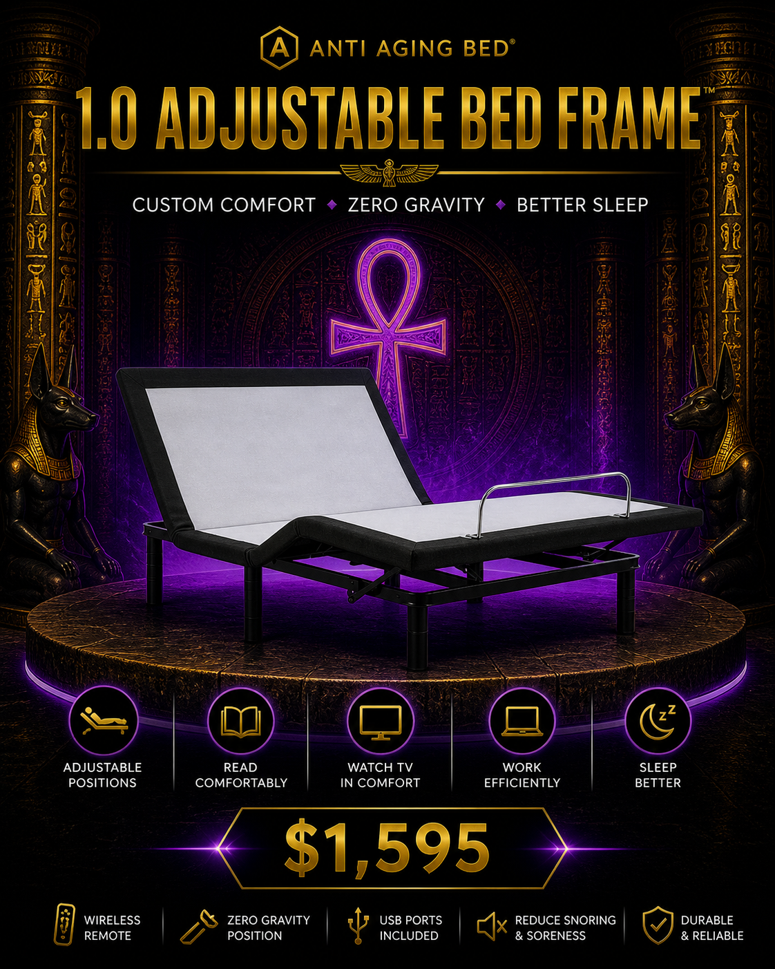 🛏️⚡𓂀 1.0 Adjustable Bed Frame™ – Essential Zero Gravity Sleep System 𓋹